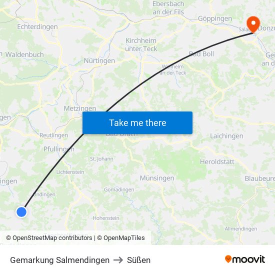 Gemarkung Salmendingen to Süßen map