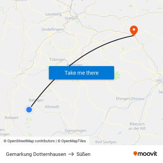 Gemarkung Dotternhausen to Süßen map