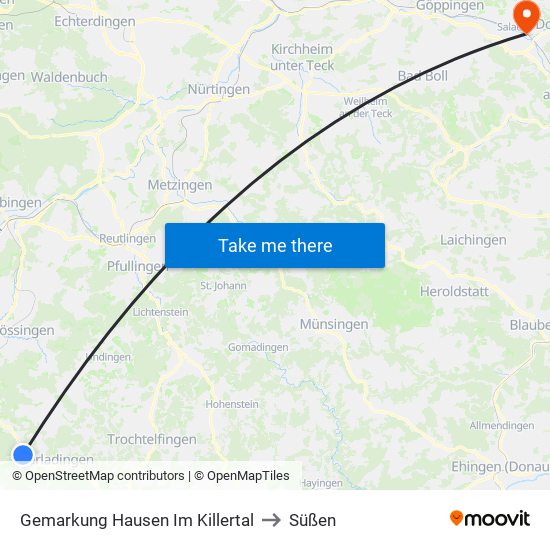 Gemarkung Hausen Im Killertal to Süßen map