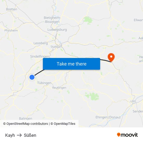 Kayh to Süßen map
