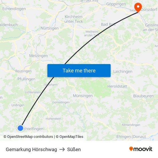 Gemarkung Hörschwag to Süßen map