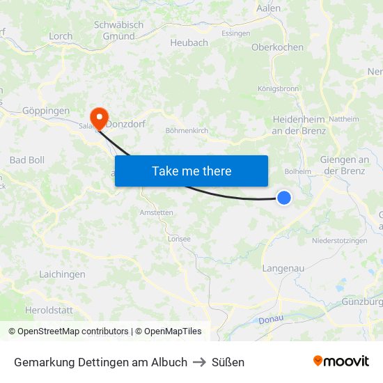 Gemarkung Dettingen am Albuch to Süßen map