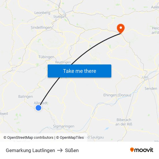 Gemarkung Lautlingen to Süßen map
