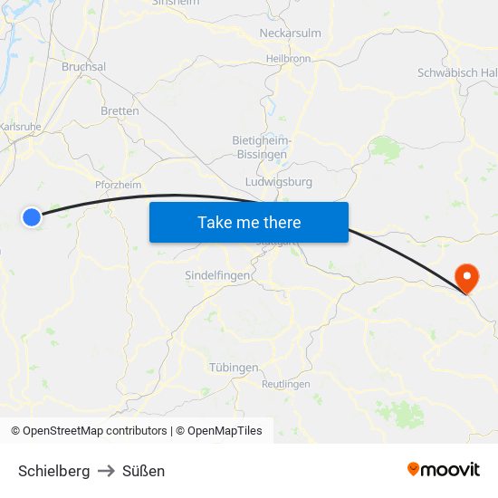 Schielberg to Süßen map