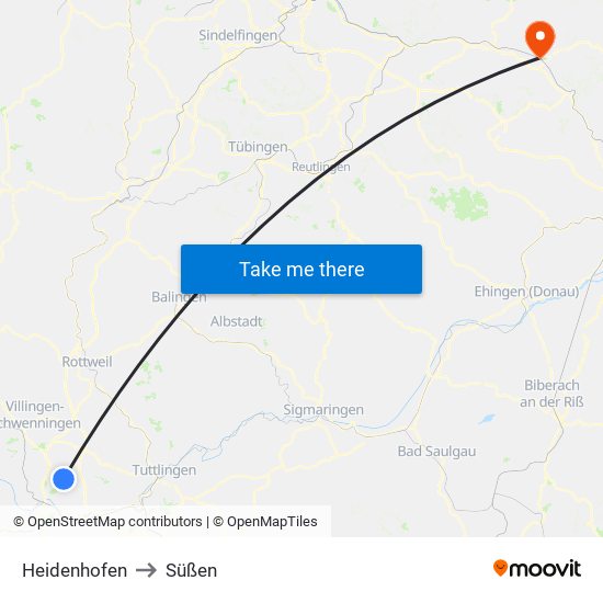 Heidenhofen to Süßen map