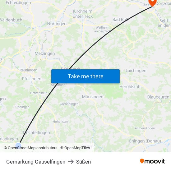 Gemarkung Gauselfingen to Süßen map