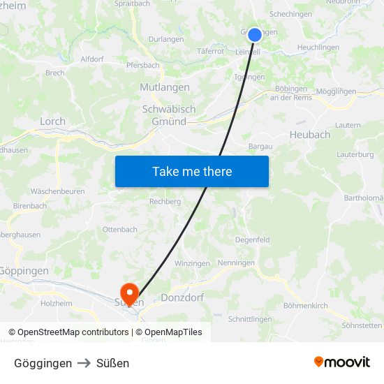 Göggingen to Süßen map