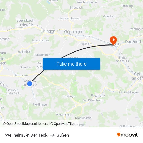 Weilheim An Der Teck to Süßen map