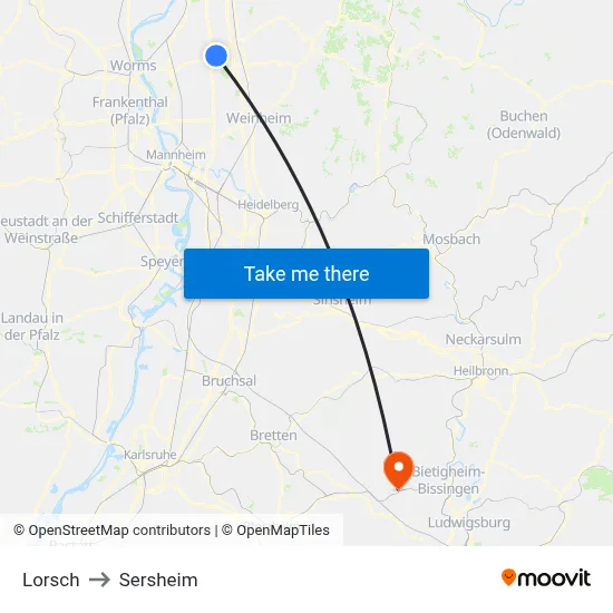 Lorsch to Sersheim map
