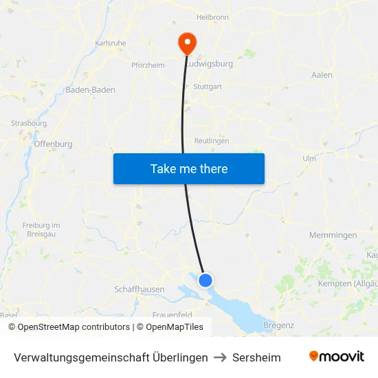 Verwaltungsgemeinschaft Überlingen to Sersheim map