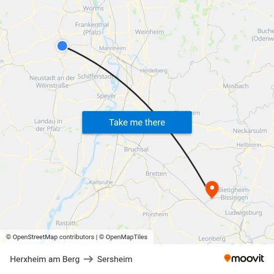 Herxheim am Berg to Sersheim map