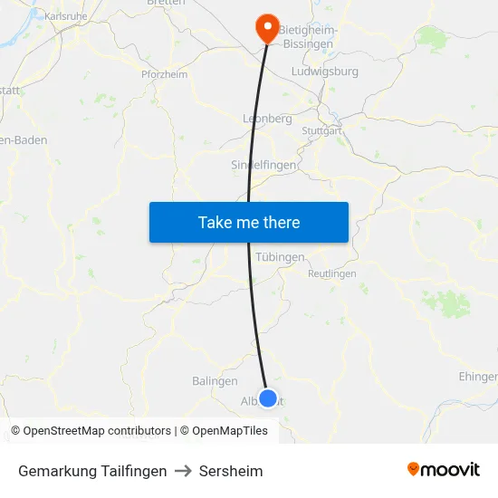 Gemarkung Tailfingen to Sersheim map