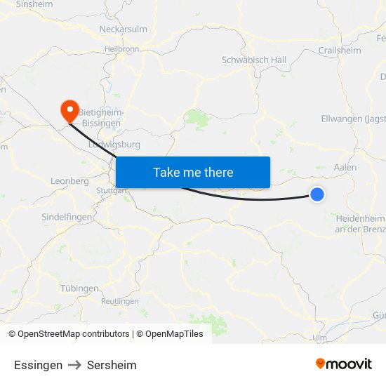 Essingen to Sersheim map