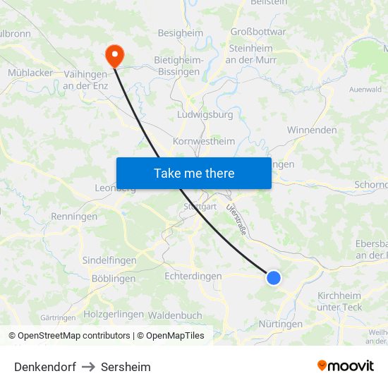 Denkendorf to Sersheim map