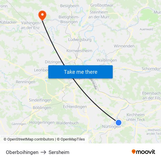 Oberboihingen to Sersheim map