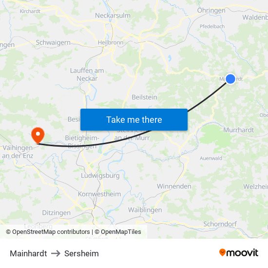 Mainhardt to Sersheim map