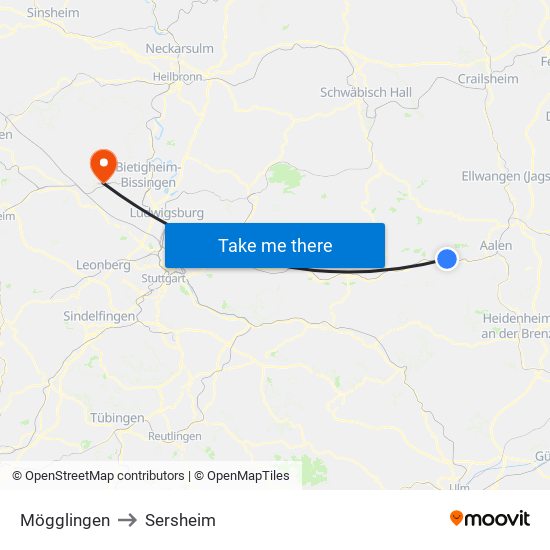 Mögglingen to Sersheim map