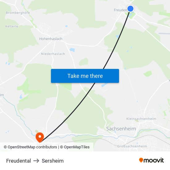 Freudental to Sersheim map