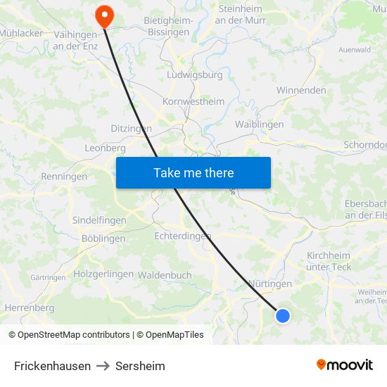 Frickenhausen to Sersheim map