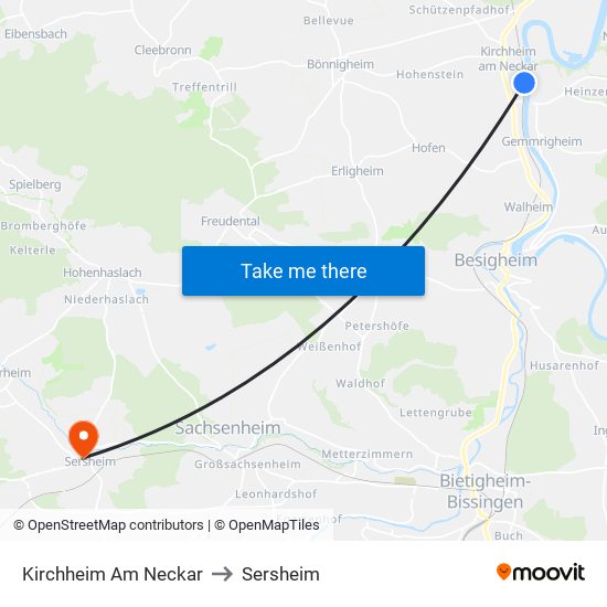 Kirchheim Am Neckar to Sersheim map