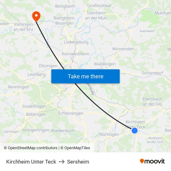 Kirchheim Unter Teck to Sersheim map