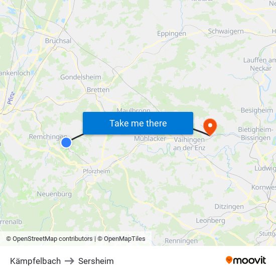 Kämpfelbach to Sersheim map