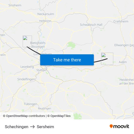 Schechingen to Sersheim map