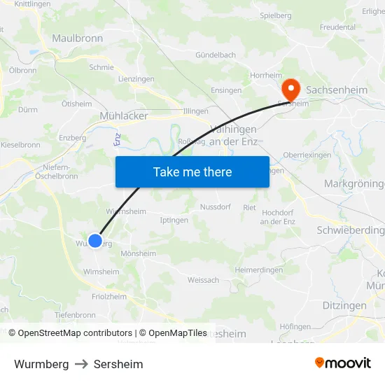 Wurmberg to Sersheim map