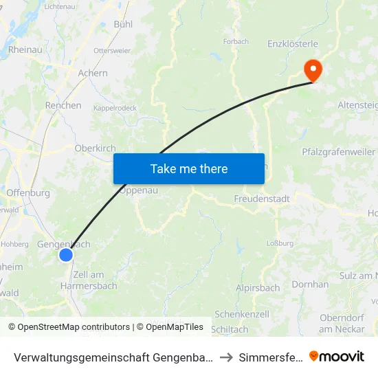 Verwaltungsgemeinschaft Gengenbach to Simmersfeld map