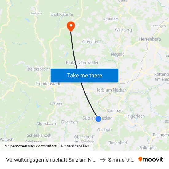 Verwaltungsgemeinschaft Sulz am Neckar to Simmersfeld map