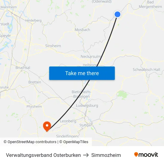 Verwaltungsverband Osterburken to Simmozheim map
