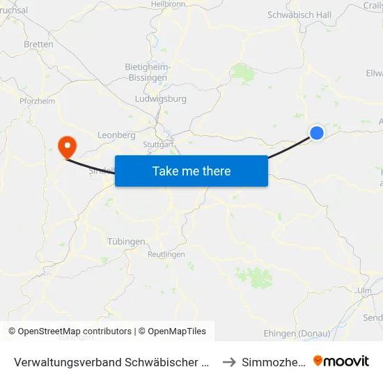 Verwaltungsverband Schwäbischer Wald to Simmozheim map