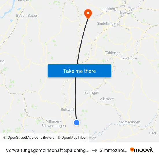 Verwaltungsgemeinschaft Spaichingen to Simmozheim map