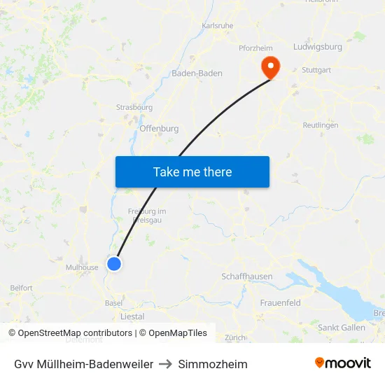 Gvv Müllheim-Badenweiler to Simmozheim map