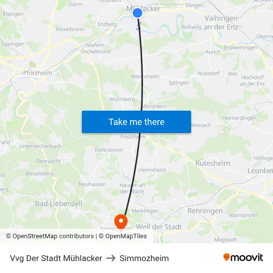 Vvg Der Stadt Mühlacker to Simmozheim map