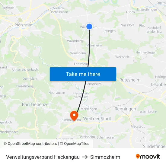 Verwaltungsverband Heckengäu to Simmozheim map