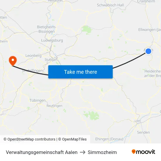 Verwaltungsgemeinschaft Aalen to Simmozheim map