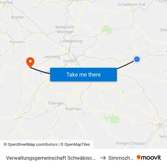 Verwaltungsgemeinschaft Schwäbisch Gmünd to Simmozheim map
