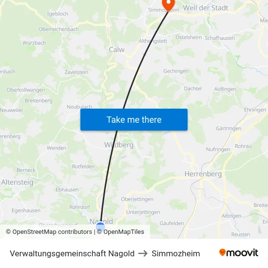 Verwaltungsgemeinschaft Nagold to Simmozheim map
