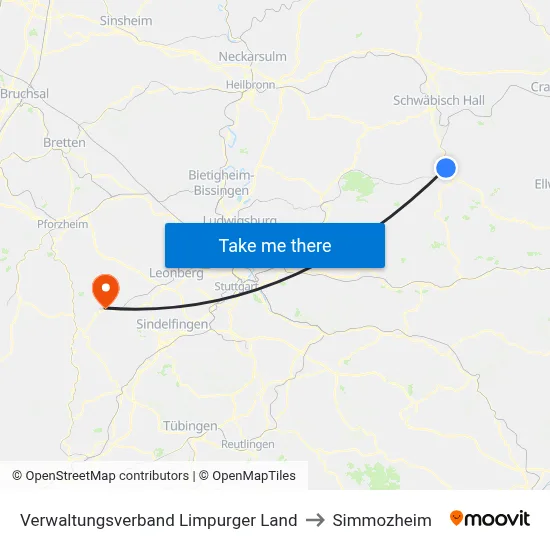 Verwaltungsverband Limpurger Land to Simmozheim map