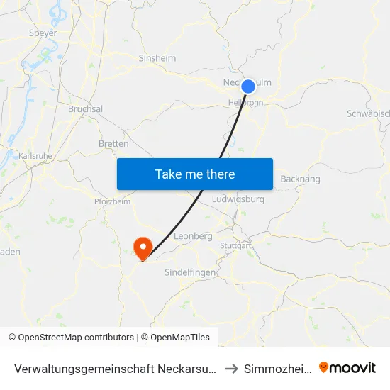 Verwaltungsgemeinschaft Neckarsulm to Simmozheim map