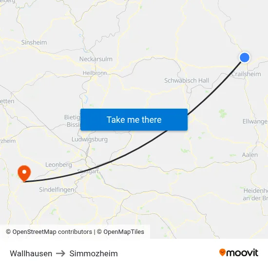 Wallhausen to Simmozheim map