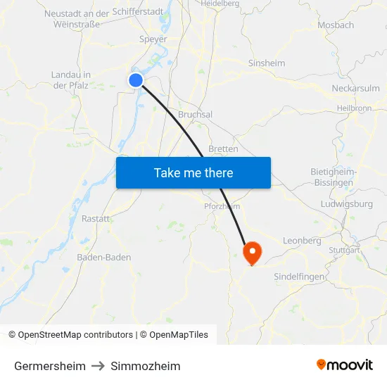 Germersheim to Simmozheim map