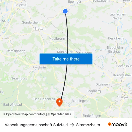 Verwaltungsgemeinschaft Sulzfeld to Simmozheim map