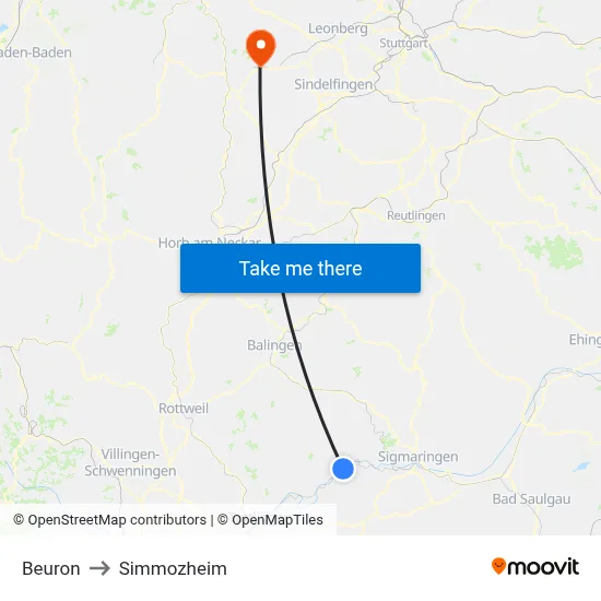 Beuron to Simmozheim map