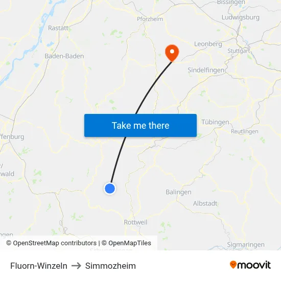 Fluorn-Winzeln to Simmozheim map