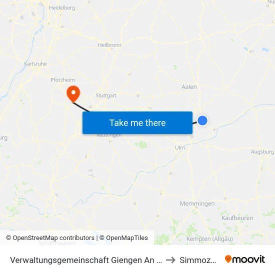 Verwaltungsgemeinschaft Giengen An Der Brenz to Simmozheim map