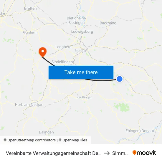 Vereinbarte Verwaltungsgemeinschaft Der Stadt Weilheim An Der Teck to Simmozheim map