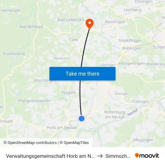Verwaltungsgemeinschaft Horb am Neckar to Simmozheim map