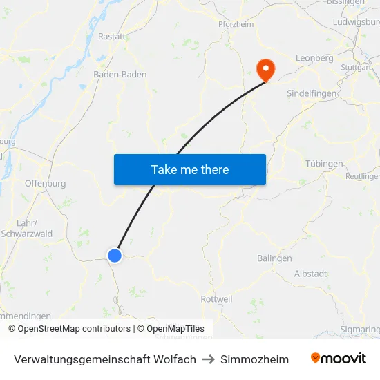 Verwaltungsgemeinschaft Wolfach to Simmozheim map